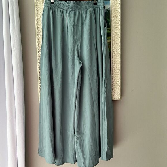 NWT Women’s Pants Plus Sz 2X Wide Leg Flowy Paper Basket Pants Blue Lightweight - Picture 4 of 7